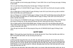 Quyết định 770/QĐ-UBND năm 2012 quy hoạch khai thác cát sỏi