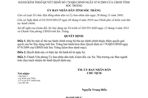 Quyết định 73/QĐ-UBND năm 2012 bãi bỏ thủ tục hành chính Sở Xây dựng Sóc Trăng