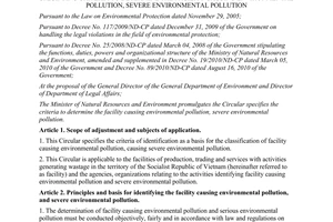 Circular No. 04/2012/TT-BTNMT specifying criteria to determine the facility caus