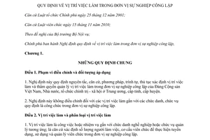 Nghị định 41/2012/NĐ-CP  vị trí việc làm trong đơn vị sự nghiệp công lập