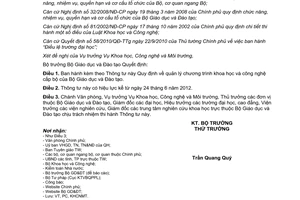 Thông tư 16/2012/TT-BGDĐT quản lý chương trình khoa học và công nghệ