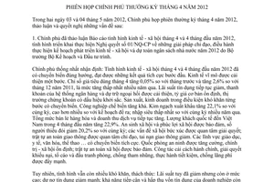 Nghị quyết 12/NQ-CP phiên họp Chính phủ thường kỳ tháng 4