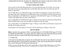 Quyết định 14/2012/QĐ-UBND sửa đổi Quyết định 21/2010/QĐ-UBND
