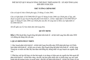 Quyết định 545/QĐ-TTg năm 2012 Quy hoạch tổng thể phát triển kinh tế xã hội