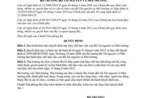 Quyết định 666/QĐ-BTNMT năm 2012 Quy chế làm việc Bộ Tài nguyên và Môi trường