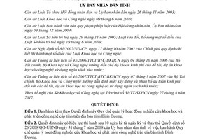 Quyết định 17/2012/QĐ-UBND về Quy chế quản lý hoạt động nghiên cứu khoa học và p