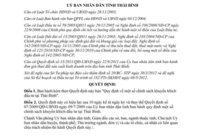 Quyết định 09/2012/QĐ-UBND Quy định chính sách khuyến khích đầu tư tại Thái Bình