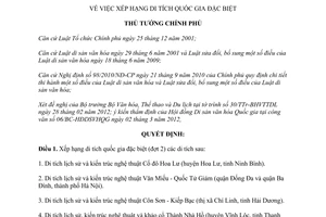 Quyết định 548/QĐ-TTg xếp hạng di tích quốc gia đặc biệt