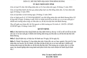 Quyết định 18/2012/QĐ-UBND cơ sở sản xuất gây ô nhiễm môi trường nằm