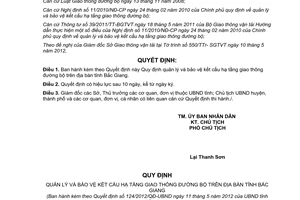 Quyết định 124/2012/QĐ-UBND Quy định quản lý và bảo vệ kết cấu hạ tầng giao