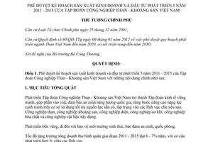 Quyết định 549/QĐ-TTg - 2012 kế hoạch sản xuất kinh doanh và đầu tư phát triển