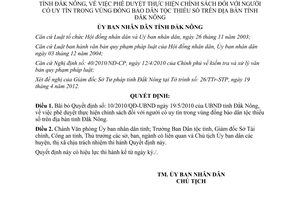 Quyết định 569/QĐ-UBND năm 2012 bãi bỏ chính sách đối với người có uy tín