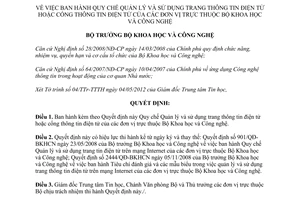 Quyết định 914/QĐ-BKHCN năm 2012 Quy chế Quản lý sử dụng trang thông tin điện tử