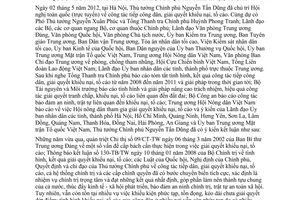 Thông báo 179/TB-VPCP kết luận thủ tướng Chính phủ Nguyễn Tấn Dũng