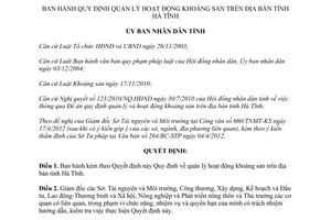 Quyết định 20/2012/QĐ-UBND Quy định quản lý hoạt động khoáng sản