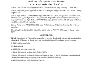 Quyết định 07/2012/QĐ-UBND tỉ lệ % chất lượng còn lại và xác định giá trị nhà xe