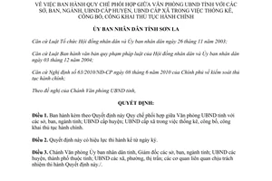 Quyết định 951/QĐ-UBND năm 2012 phối hợp thống kê công bố công khai thủ tục hành chính Sơn La