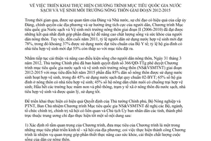 Chỉ thị 1452/CT-BNN-TCTL năm 2012 triển khai thực hiện chương trình mục tiêu