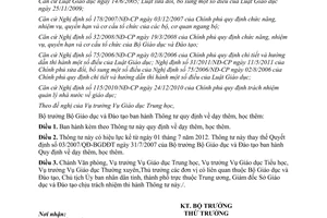 Thông tư 17/2012/TT-BGDĐT  dạy học thêm