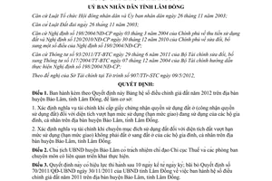 Quyết định 08/2012/QĐ-UBND Bảng hệ số điều chỉnh giá đất năm 2012 huyện Bảo Lâm