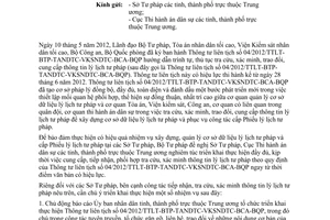 Công văn 4669/BTP-TTLLTPQG thực hiện Thông tư liên tịch 04/2012/TTLT-BTP-TANDTC-