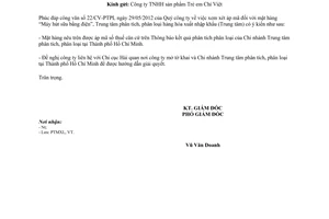 Công văn 516/PTPL-NV áp mã mặt hàng Máy hút sữa bằng điện