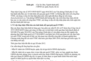 Công văn 2080/VP-KSTTHC triển khai mẫu Báo cáo tình hình kết quả giải quyết