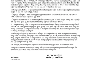 Công văn 1126/ĐKVN-VAR lắp đặt hệ thống camera giám sát