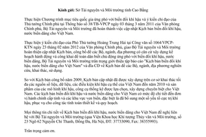 Công văn 1964/BTNMT-VKTTVMT năm 2012 kết quả cập nhật Kịch bản biến đổi khí hậu