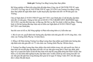 Công văn 2811/BNN-TCCB thực hiện chế độ phụ cấp thâm niên đối với nhà giáo