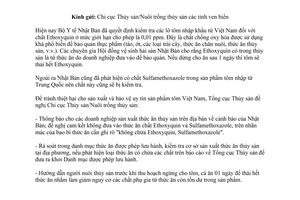 Công văn 906/TCTS-NTTS kiểm soát chất Ethoxyquin Sulfamethoxazole trong thức ăn