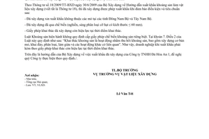 Công văn 18/BXD-VLXD giải đáp thủ tục xuất khẩu đá xây dựng