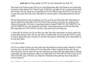 Công văn 1831/BNN-TTr thực hiện Nghị định 07/2012/NĐ-CP