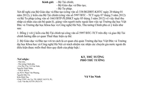 Công văn 814/TTg-KTTH 2012 thuế thu nhập cá nhân giảng viên người nước ngoài Trường Đại học Hà Nội