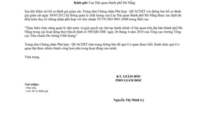 Công văn 2024/TB-QUACERT duy trì chứng nhận