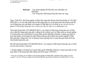 Công văn 967/QLCL-CL1 triển khai thực hiện Quyết định 1381/QĐ-BNN-QLCL