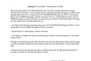 Công văn 403/CBTXH-VPGN chuẩn bị tài liệu thẩm định kết quả rà soát xã đặc biệt