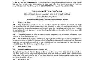 Quy chuẩn kỹ thuật Quốc gia QCVN 04-05:2012/BNNPTNT về công trình thủy lợi - Các quy định chủ yếu về thiết kế do Bộ Nông nghiệp và Phát triển nông thôn ban hành