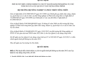 Quyết định 792/QĐ-BNN-TC phê duyệt điều chỉnh nhiệm vụ chi từ nguồn kinh phí