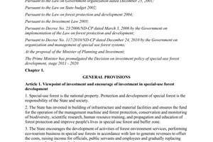 Decision No. 24/2012/QD-TTg investment policy of special - use forest developmen