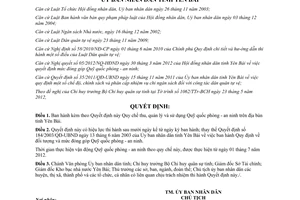 Quyết định 16/2012/QĐ-UBND thu và sử dụng Quỹ quốc phòng an ninh