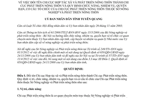 Quyết định 142/QĐ-UBND năm 2012 đổi tên Chi cục phát triển nông thôn Tuyên Quang