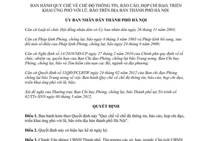 Quyết định 2449/QĐ-UBND năm 2012 Quy chế chế độ thông tin, báo cáo