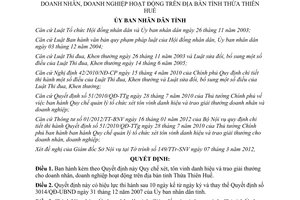 Quyết định 10/2012/QĐ-UBND tôn vinh danh hiệu và trao giải thưởng cho doanh nhân