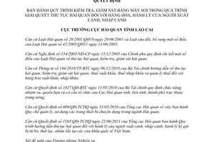 Quyết định 158/QĐ-HQLC năm 2012 giám sát bằng máy soi khi làm thủ tục hải quan