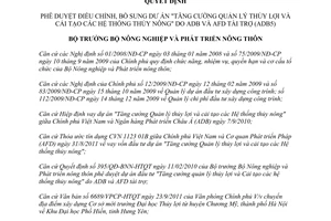 Quyết định 1330/QĐ-BNN-TCTL năm 2012 phê duyệt điều chỉnh dự án "Tăng cường Quản