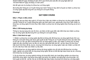 Thông tư 06/2012/TT-BTTTT quản lý nhiệm vụ khoa học công nghệ cấp Bộ