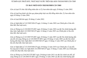 Quyết định số 13/2012/QĐ-UBND đơn giá thuê đất thuê mặt nước thành phố Cần Thơ