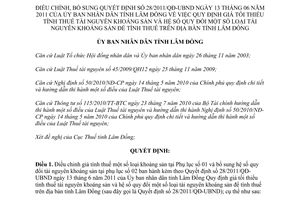 Quyết định 23/2012/QĐ-UBND giá tối thiểu tính thuế tài nguyên khoáng sản