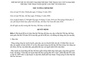 Quyết định 670/QĐ-TTg năm 2012 Đại hội Thể dục thể thao các cấp và toàn quốc